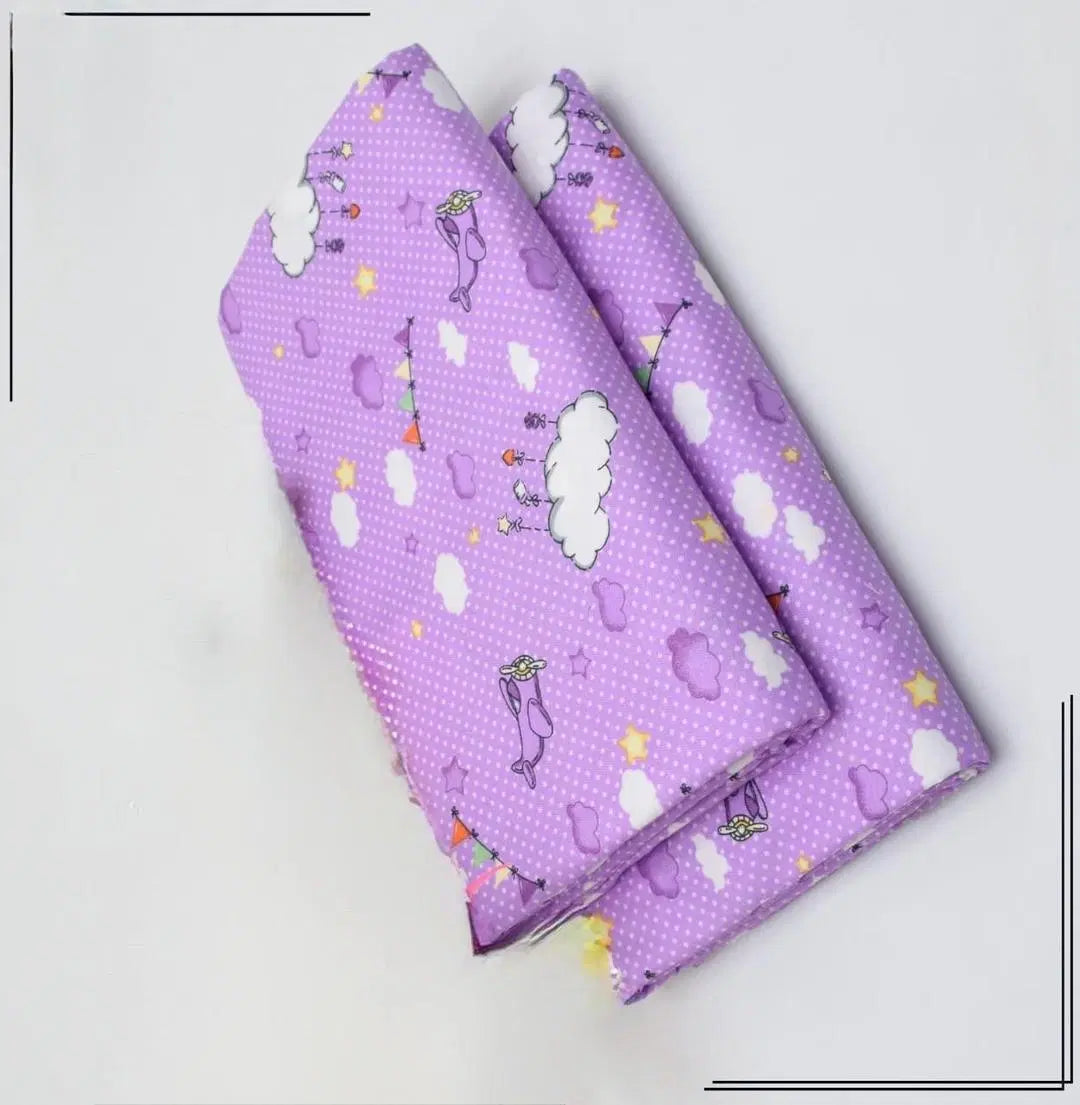 Look loom women suit 2 piece unstitched dress material in purple with cloud and star patterns