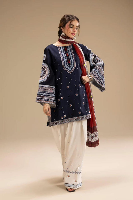 3 Pcs Women's Unstitched Embroidered Suit