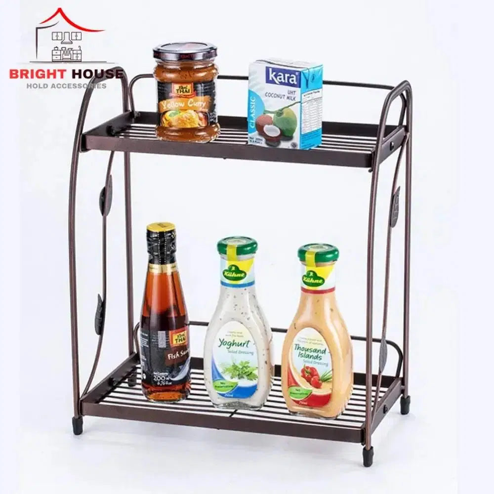 Look loom kitchen spice rack organizer metal two-tier holder for jars and bottles