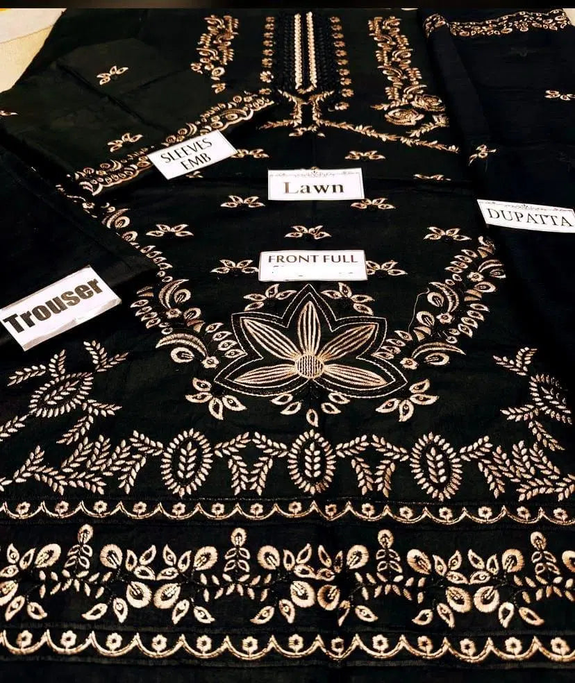 3 Pcs Women's Unstitched Embroidered Suit