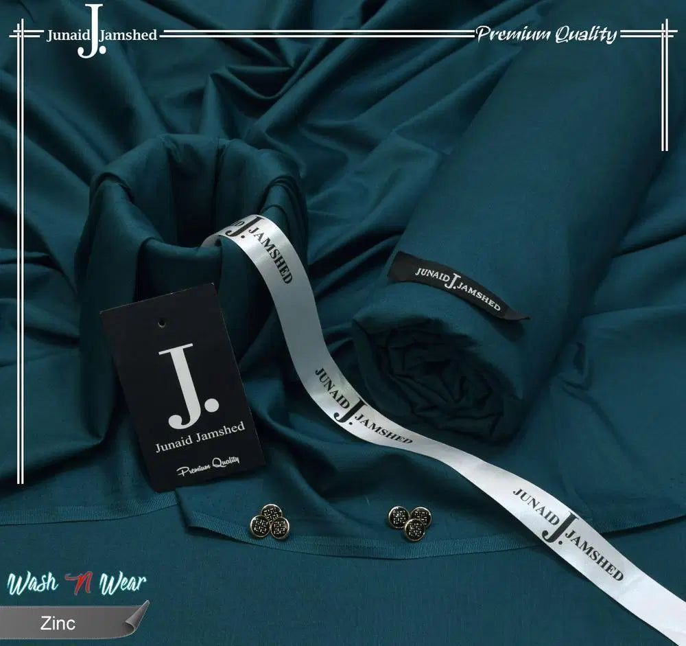 Look loom men suit fabric in teal made from plain wash and wear fabric for men with branded tags