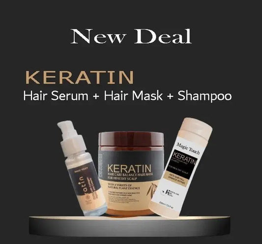 Look Loom 3 in 1 hair treatment kit with keratin hair serum hair mask and shampoo for healthy scalp