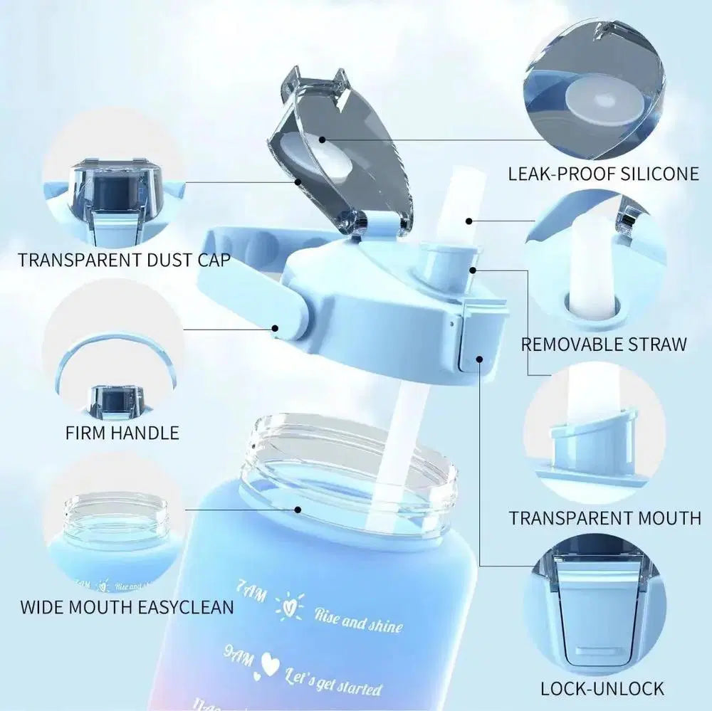 Look Loom motivational gym water bottles with leak-proof silicone, removable straw, and wide mouth for easy cleaning