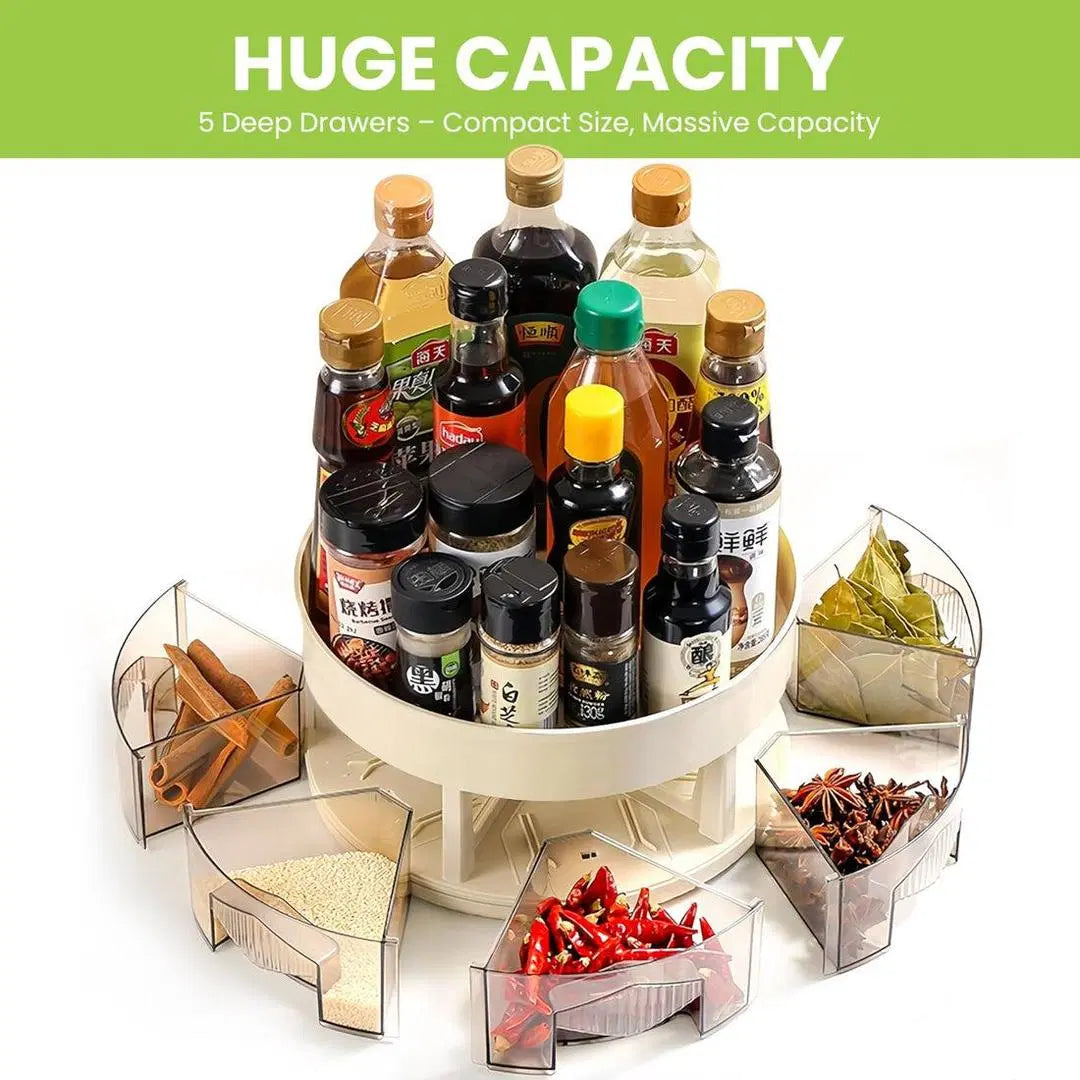 Look Loom multifunctional kitchen spice rack with huge capacity and 5 deep drawers for bottles and spices