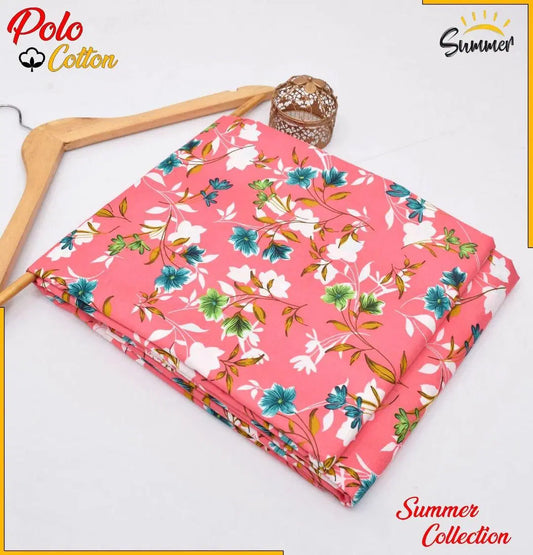 Look loom summer floral unstitched suits in pink with white and blue flower patterns