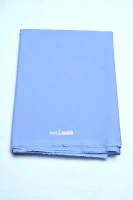 Look loom wash and wear plain suit for men fabric in light blue folded neatly