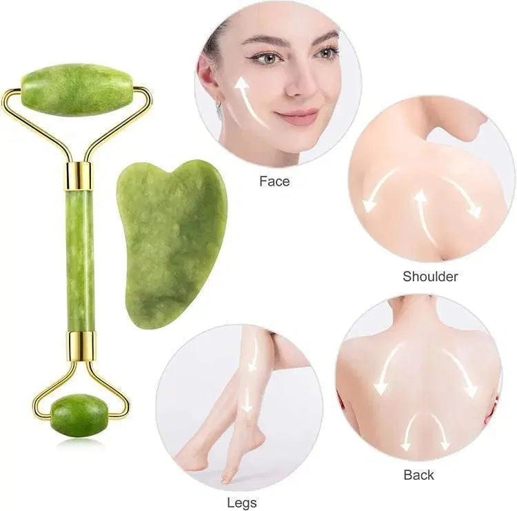 Look Loom waterproof jade roller and gua sha tool for face shoulder back and legs massage